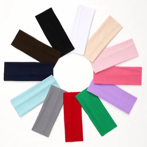 Effen Kleur Brede Sport Hoofdband Polyester Hoge Elasticiteit Yoga Haarband Zweetabsorberend Turban Voor Heren Dames Hardlopen Fitness Haarsieraden