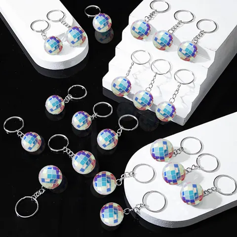 Holographic Disco Ball Keychain Retro Reflective Mirror Ball Pendant For Party Favor Children Toy Gift Bag Hanging Decor