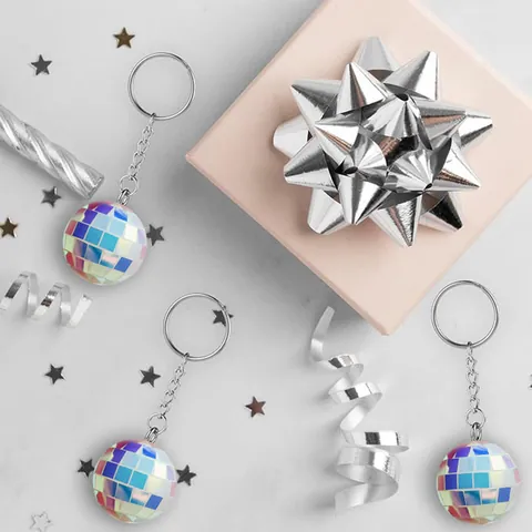 Holographic Disco Ball Keychain Retro Reflective Mirror Ball Pendant For Party Favor Children Toy Gift Bag Hanging Decor