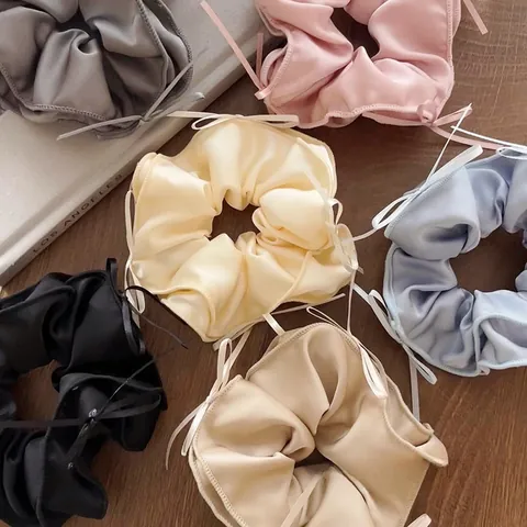Coleteros con Lazo de Cinta de Satén Estilo Ballet para Mujer Gomas de Pelo Balletcore Elegantes Anillos de Pelo de Satén