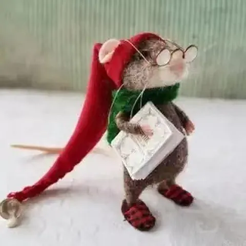 Schattige Naaldvilt Muis Pop Handgemaakte Wolvilt Dier Figuurtje Mini Desktop Ornament Kerstcadeau Voor Vrouwen