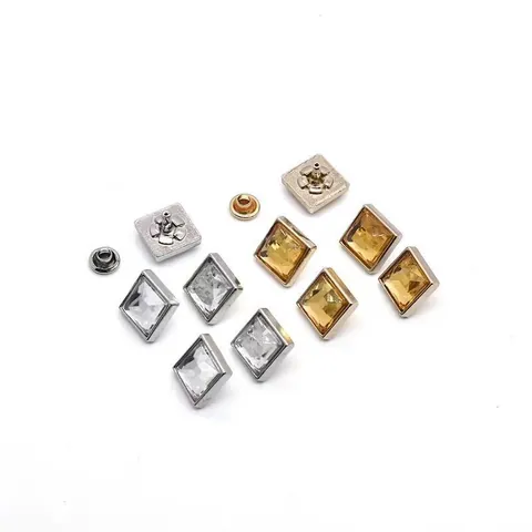 10MM Square Alloy Rhinestone Rivets Decorative Metal Studs For DIY Shoes Bags Leather Clothing Craft Accessories