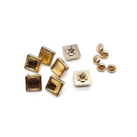 10MM Square Alloy Rhinestone Rivets Decorative Metal Studs For DIY Shoes Bags Leather Clothing Craft Accessories