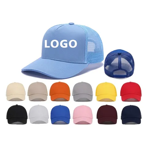 Unisex 5 Panel Katoen Mesh Trucker Hat Ademend Hard Top Baseballpet Verstelbaar Snapback Zonnescherm Outdoor Reizen Sportpet
