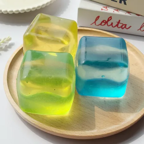 Hochtransparente Maltose Eiswürfel Squishy Spielzeug TPR Stressabbau Sensorisches Fidget Spielzeug Für Kinder Erwachsene Klarer Dekompressionswürfel