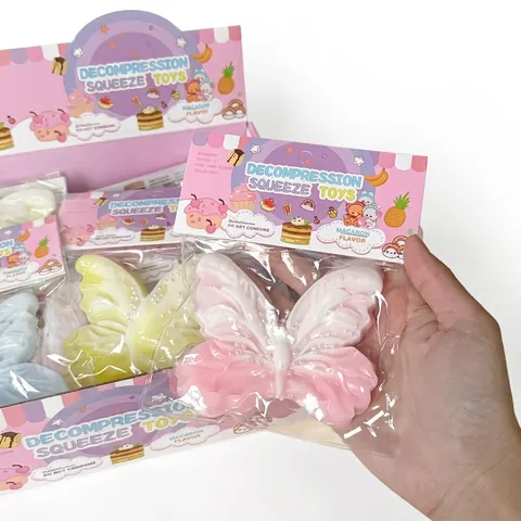 Süßes Schmetterlings-Squishy-Spielzeug Weiches PVC-Stressabbau-Dekompressionsspielzeug Für Kinder Erwachsene Rosa-Gelb-Farbverlauf Sensorisches Spielzeug Geschenk