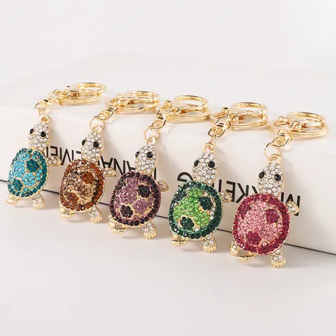 Schattige Schildpad Vorm Strass Sleutelhanger Legering Metaal Dier Tas Hanger Voor Vrouwen Meisjes Cadeau Fonkelend Accessoire