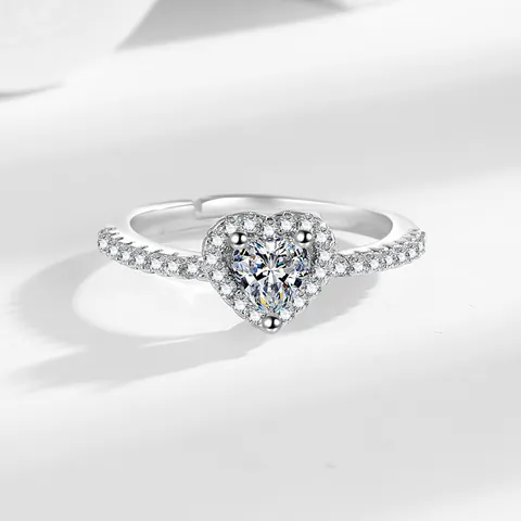 Mode Verstellbar Herzform Kupfer Ring Mit Bunter Zirkonia Offener Fingerring Herz Edelstein Schmuck Für Damen Geschenk