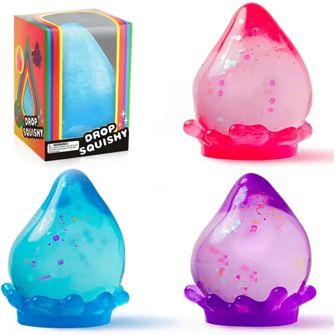 Giocattolo Squishy Antistress Forma a Goccia d'Acqua Traslucida Consistenza di Malto per Bambini Adulti Giocattolo Sensoriale Divertente