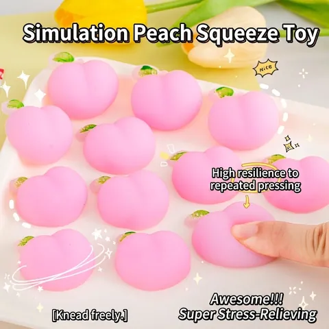 Süßer Pfirsich Squishy Spielzeug TPR Langsamer Rückprall Pfirsichform Stressabbau Spielzeug Für Kinder Erwachsene Pink Frucht