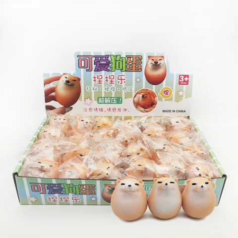 Jouet Squishy Amusant Tête de Chien Shiba Inu Soulagement du Stress Jouet à Presser Avec Remplissage de Farine Matériau TPR Doux