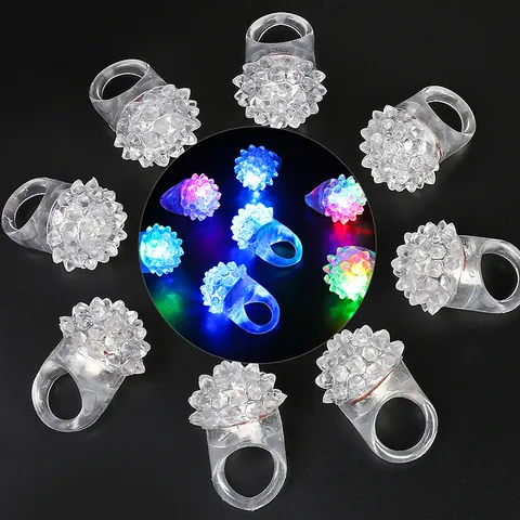 Luces LED Brillantes para Dedos Anillo de Fresa de Goma Suave Regalos de Fiesta para Concierto Halloween Decoración de Anillo