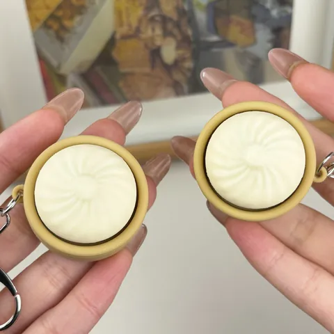 Simulation Brioche à la Vapeur Squishy Porte-clés PVC Anti-stress Fidget Jouet pour Décoration de Sac à Dos Jouet Souple à Presser