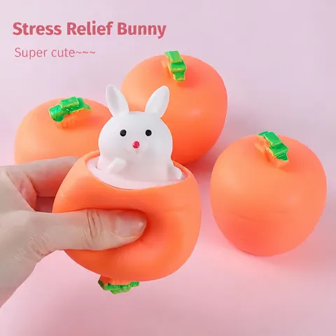 Dessin Animé Carotte Lapin Squishy Presse Coupe Souple Matériau TPR Anti-Stress Jouet Décompression Pour Enfants Adultes Bureau Quotidien