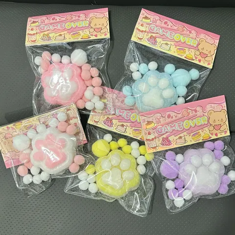 Schattige Kattenpoot Squishy Speelgoed Slow Rising TPR Stressverlichting Sensorisch Speelgoed Voor Volwassenen Tieners Gevlokt Zacht Knijpspeelgoed Kantoor Bureau Decoratie
