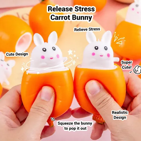 Dessin Animé Carotte Lapin Squishy Presse Coupe Souple Matériau TPR Anti-Stress Jouet Décompression Pour Enfants Adultes Bureau Quotidien