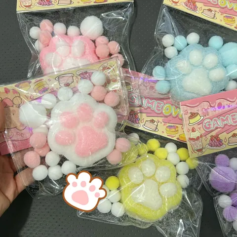 Schattige Kattenpoot Squishy Speelgoed Slow Rising TPR Stressverlichting Sensorisch Speelgoed Voor Volwassenen Tieners Gevlokt Zacht Knijpspeelgoed Kantoor Bureau Decoratie