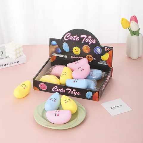 Jouet Squishy en Forme de Lune Mignonne Soulagement du Stress Doux TPR Jouet à Presser pour Enfants Adultes Soulagement de l'Anxiété Cadeau de Jouet Sensoriel