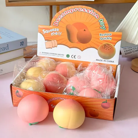 Slow Rebound Peach Squishy Toy TPR Stress Relief Squeeze Toy Creative Fruit Toy For Kids Adults Fun Decompression Toy