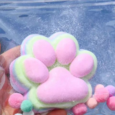Giocattolo Squishy Zampa di Gatto Morbida Pelliccia Sintetica Allevia Stress Carino Macaron Giocattolo Decompressione per Bambini Adulti