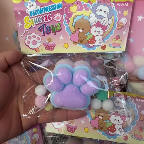 Giocattolo Squishy Zampa di Gatto Morbida Pelliccia Sintetica Allevia Stress Carino Macaron Giocattolo Decompressione per Bambini Adulti