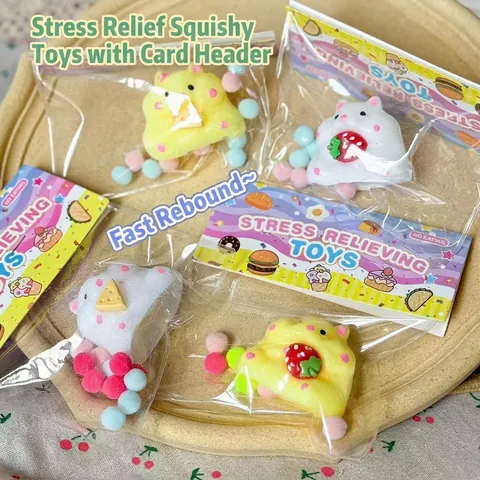 Niedliches Cartoon Hamster Brot Squishy Spielzeug Langsamer Rückprall Stressabbau Quetschspielzeug Kawaii PVC Weiches Sensorik Spielzeug