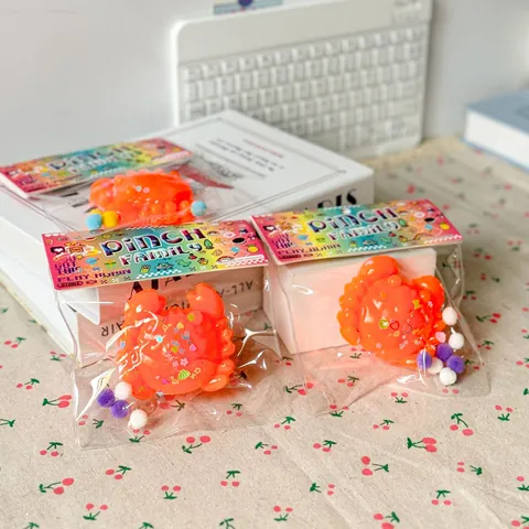 Simulation Jeu de Nourriture Crabe Squishy Jouet TPR Souple Décompression Jouet Anti-stress Avec Paillettes Sac en PVC