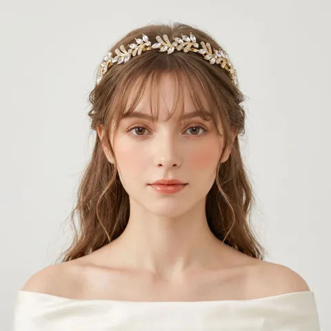 Cerchietto Elegante Con Foglie Di Strass Lega Fascia Per Capelli In Cristallo Per Donne Quotidiano Matrimonio Festa Accessori