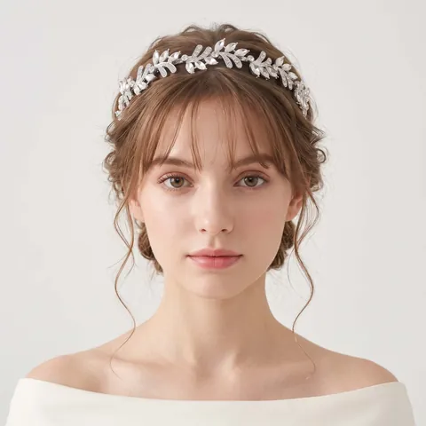 Cerchietto Elegante Con Foglie Di Strass Lega Fascia Per Capelli In Cristallo Per Donne Quotidiano Matrimonio Festa Accessori