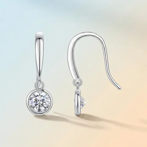 S925 Sterling Silver Moissanite Hook Earrings For Women High Quality Round Cut Dangle Earrings Fashion Jewelry Accessories