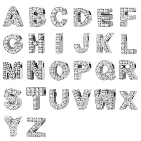 Pendentifs Coeur Lettre Initiale A-Z En Acier Inoxydable Micro Pave Zircone Accessoires De Bijoux DIY