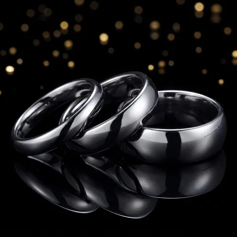Bague Anneau en Acier Inoxydable Minimaliste pour Femmes Hommes Cercle Simple Poli Or Rose Noir Bijoux