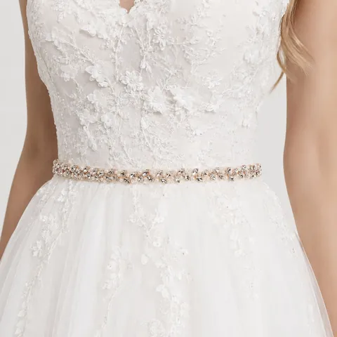 Bridal Sash Belt Elegant Rhinestone Imitation Artificial Pearl Leaf Pattern Satin Ribbon Wedding Gown Evening Party Dress Decoration