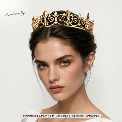 Couronne En Alliage De Strass Évidée Fleur De Lys Européenne Vintage Pour Hommes Femmes Mariage Fête Banquet Roi Reine Tiare