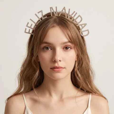 Mode Legierung Strass Feliz Navidad Buchstaben Stirnband Funkelnde Spanische Frohe Weihnachten Party Haarschmuck Für Damen Mädchen