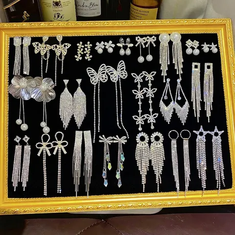 Elegante Lange Kwastje Hangoorbellen Voor Dames Met Strass Kunstparel En 925 Sterling Zilveren Oorknopje Luxe Ontwerp