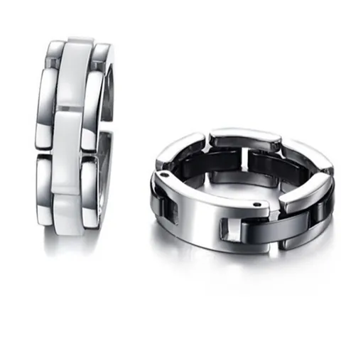 Minimalist Band Ring Titanium Stainless Steel Ceramic Chain Link Design Modern Jewelry Men Women