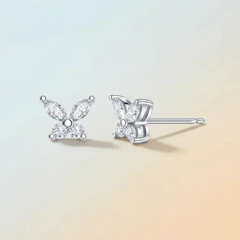 925 Sterling Zilveren Vlinder Moissaniet Oorknopjes Voor Vrouwen Eenvoudig Elegant Ingelegd Moissaniet Sieraden Cadeau Voor Dagelijks Gebruik