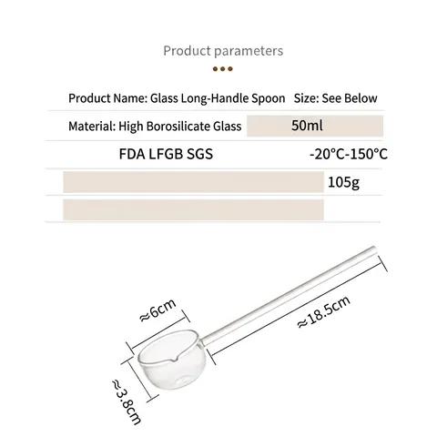 Cuchara De Vidrio De Mango Largo Borosilicato Resistente Al Calor Cuchara Para Agitar Café Con Boquilla Colorida