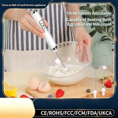 Handheld Electric Milk Frother And Hand Mixer Stainless Steel USB Rechargeable Cordless Whisk For Coffee Baking Cream