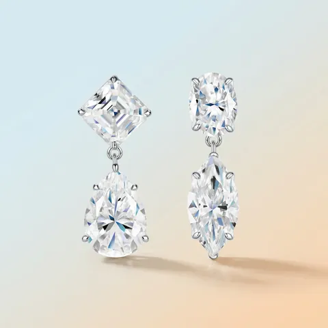 Luxe 925 Sterling Zilver Moissaniet Oorbellen Voor Vrouwen Elegante Asymmetrische Geometrische Waterdruppel Hartvormige Oorbellen Sieraden Cadeau