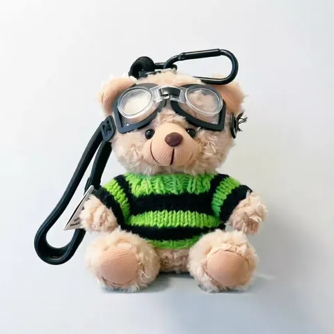Llavero De Peluche Oso Aviador Con Suéter De Punto Y Gafas Adorno De Bolso Kawaii Regalo Para Mujeres Niños