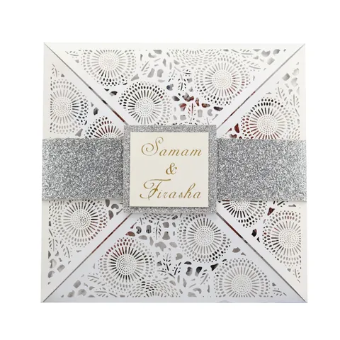 Tarjeta de Invitación de Boda de Corte Láser Papel Perlado Tarjeta de Felicitación Floral Hueca para Día de San Valentín Boda