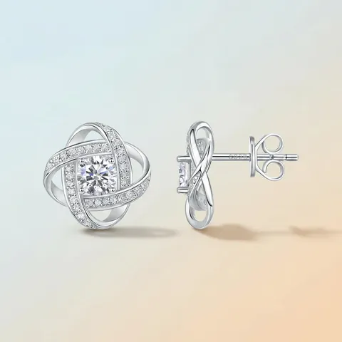925 Sterlingsilber Moissanit Ohrstecker Minimalistische Geometrische Knoten Ohrringe Luxus Mode Schmuck Für Damen