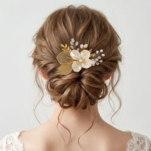 Accessoires de Cheveux de Mariée Faits à la Main Fleur Blanche Acrylique Künstliche Perle Strass Peigne Épingle Mariage Fête Coiffe