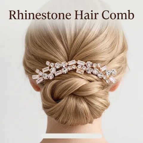 Peine de Pelo Elegante de Aleación Circonita Diamantes de Imitación Tocado de Novia Accesorios de Boda Banquete Para Mujeres Herramienta de Peinado Vintage