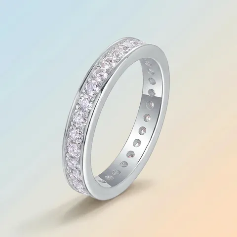 S925 Sterling Silver Moissanite Eternity Ring For Women Luxury Orbit Band Round Cut D Color Moissanite Jewelry Gift