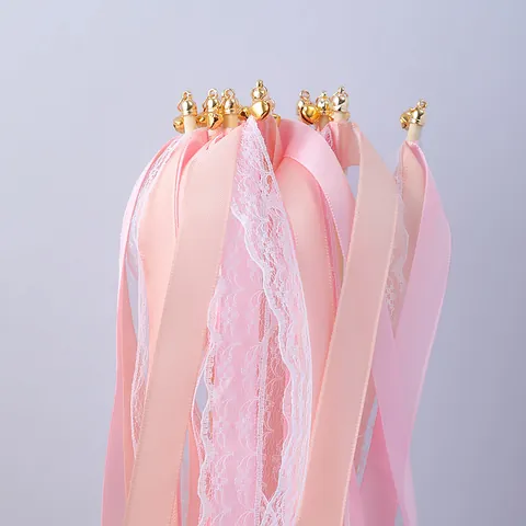 Varitas de Cinta Estilo Europeo Con Campanas Serpentinas de Encaje para Boda Fiesta Cumpleaños Varitas de Hada de Cinta Decoración