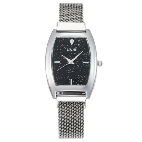 Orologio al Quarzo con Quadrante a Cielo Stellato per Donna Cassa Quadrata in Lega Cinturino Magnetico in Acciaio Inossidabile Moda Casual