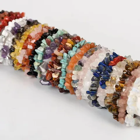 Naturstein Kristall Splitter Armband Unregelmäßige Heilkristall Quarz Geflochtenes Stretch Armband Böhmische Energie Edelstein Handschmuck Für Damen Herren